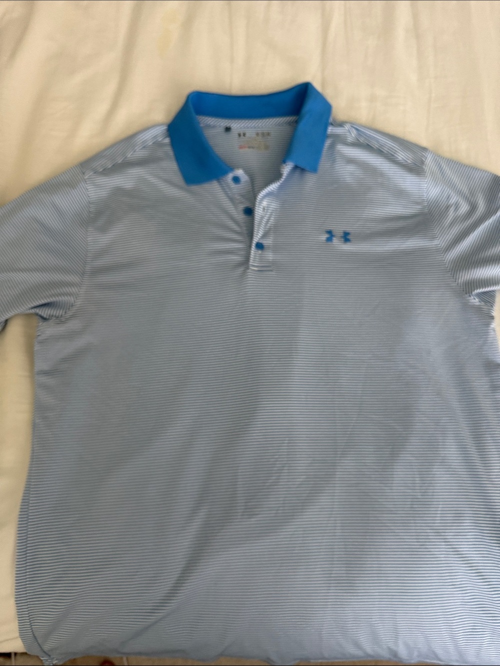 Under Armour Men’s Pale Blue Polo with Bright Blue Collar